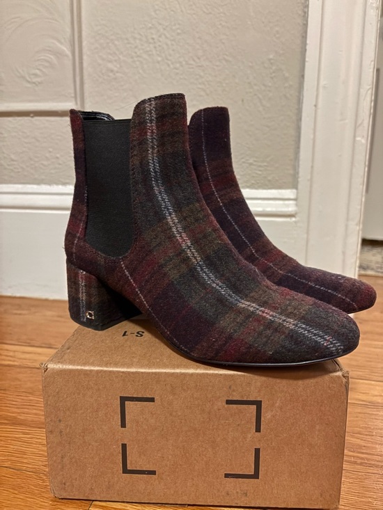 Coach Shoes - Coach Women's Burgundy Plaid Chelsea Ankle Boots